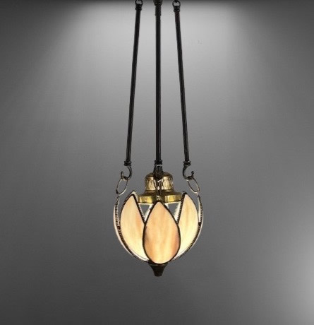 Cream Petal Slag Glass Pendant Light